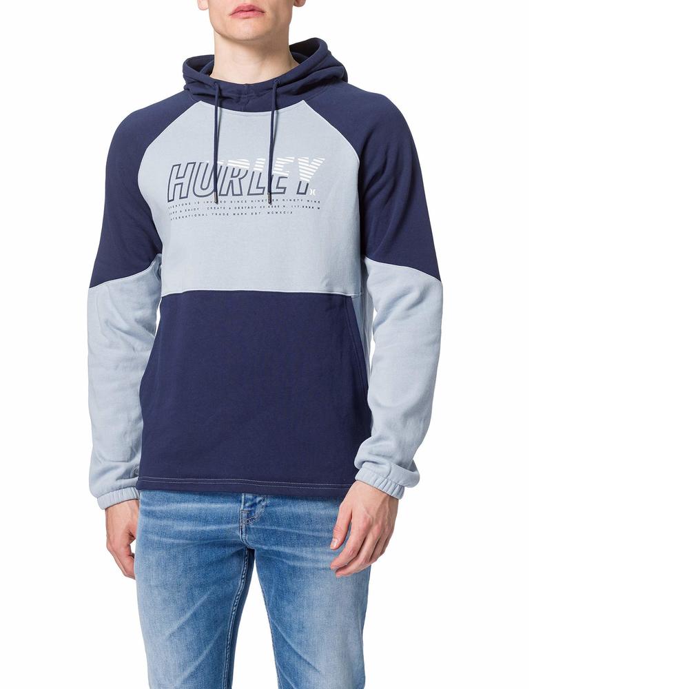 Hurley Mens Sweatshirt Blue Size Small S Colorblock Hooded Pullover